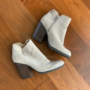 Suede ankle boots with block heel